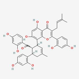 桑黄酮G/桑酮G/桑根酮G/8-((1R,2S,3S)-2-(2,4-二羟基苯甲酰基)-2',4'-二羟基-5-甲基-1,2,3,6-四氢-[1,1'-联苯]-3-基)-2-(2,4-二羟基苯基)-5,7-二羟基-3-(3-甲基丁-2-烯-1-基)-4H-苯并吡喃-4-酮/桑根酮C/桑皮酮G