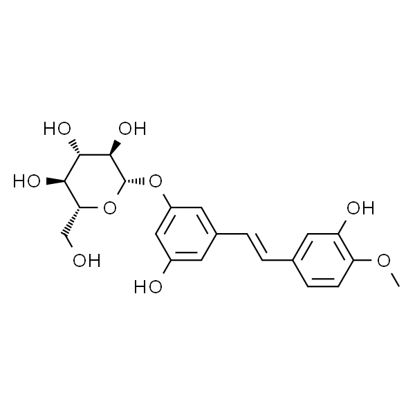 土大黄苷/土大黄甙/祁卢亭/勒胖停/(2S,3R,4S,5S,6R)-2-(3-羟基-5-((E)-3-羟基-4-甲氧基苯乙烯基)苯氧基)-6-(羟甲基)四氢-2H-吡喃-3,4,5-三醇