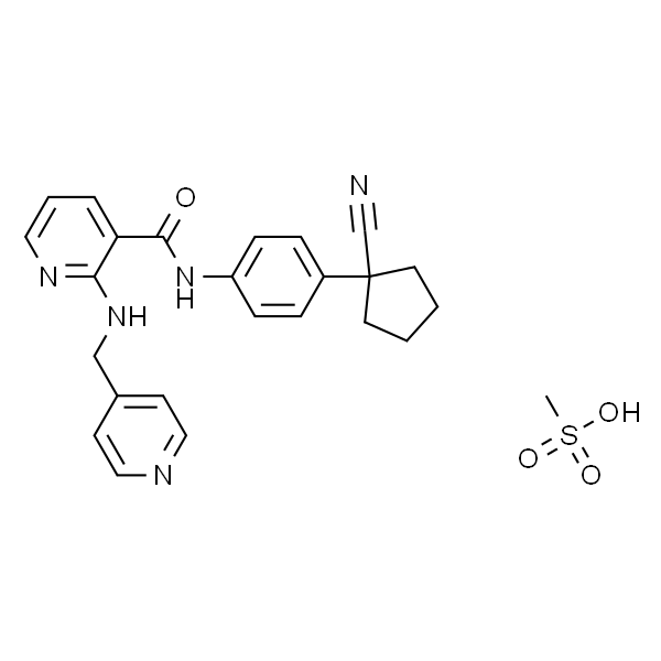 甲磺酸阿帕替尼/阿帕替尼甲磺酸盐/阿帕替尼/N-[4-(1-氰基环戊基)苯基]-2-[(4-吡啶甲基)氨基]-3-吡啶甲酰胺甲磺酸盐