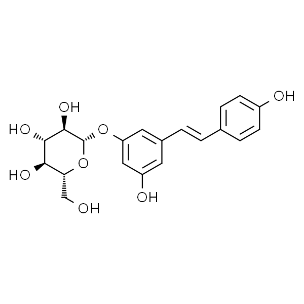 虎杖苷/虎杖甙/白藜芦醇苷/云杉新甙/白藜芦醇葡萄糖甙/白藜芦醇甙/反式白藜芦醇3-O-β-D-吡喃葡萄糖苷/(2S,3R,4S,5S,6R)-2-(3-羟基-5-((E)-4-羟基苯乙烯基)苯氧基)-6-(羟甲基)四氢-2H-吡喃-3,4,5-三醇/反式虎杖甙/白藜芦醇-3-O-β-D-葡萄糖苷