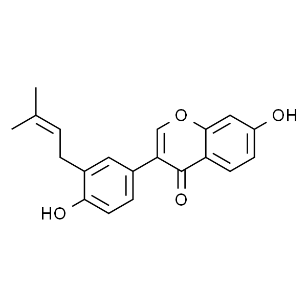 新补骨脂异黄酮/7-羟基-3-(4-羟基-3-(3-甲基丁-2-烯-1-基)苯基)-4H-苯并吡喃-4-酮
