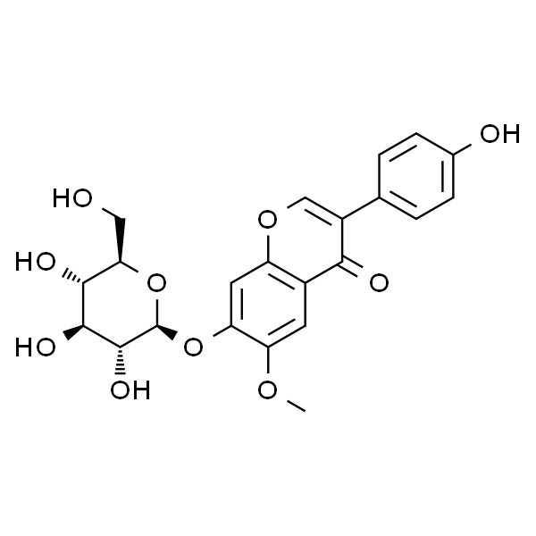 黄豆黄苷/黄豆黄甙/大豆黄苷/黄豆素糖苷/3-(4-羟基苯基)-6-甲氧基-7-(((2S,3R,4S,5S,6R)-3,4,5-三羟基-6-(羟甲基)四氢-2H-吡喃-2-基 )氧基)-4H-苯并吡喃-4-酮